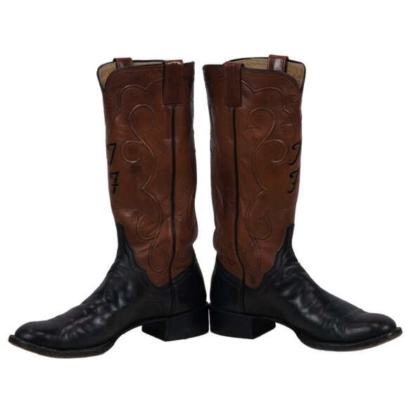 James Leddy Vintage Cowboy Boots Custom Handmade Monogram Inlay Womens 6.5 or 7 - Picture 3 of 13